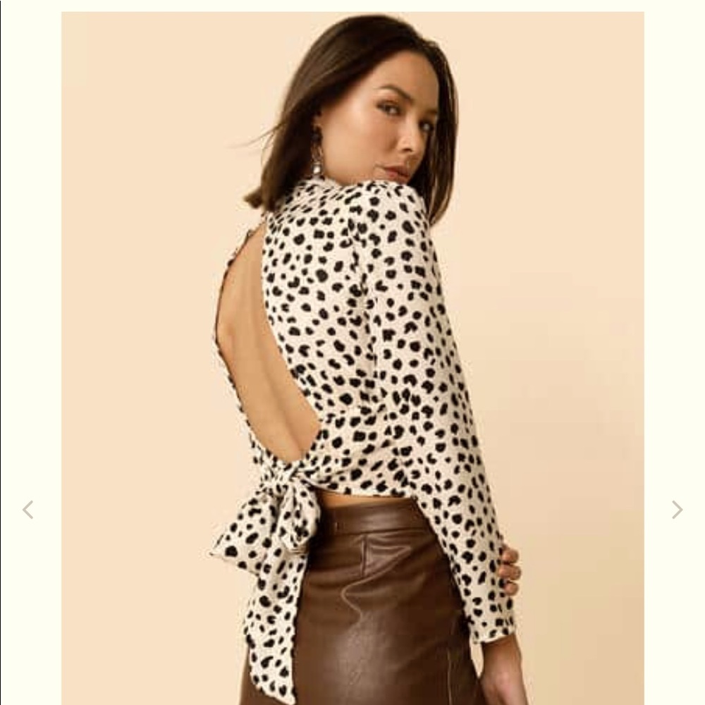 Francesca's Collections Black and White Polka Dot Blouse